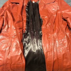 Genuine leather trench jacket
